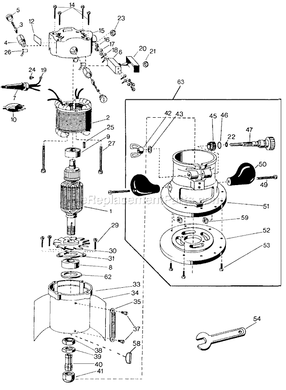 Page A Diagram and Parts List for 3315 Type 2 Black and Decker Router